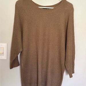 Relaxed Crewneck Sweater Tunic in Camel
